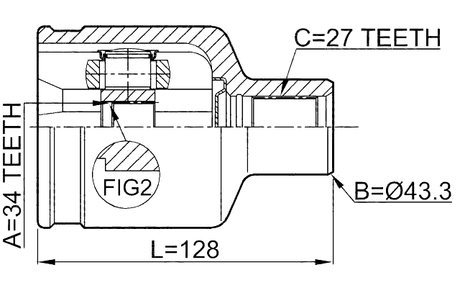 1011-CAPRH - INNER CV JOINT RIGHT 34X43.3X27