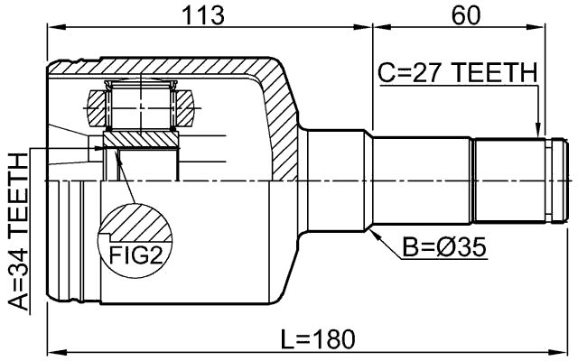 1011-CAPTLH - INNER CV JOINT LEFT 34X35X27
