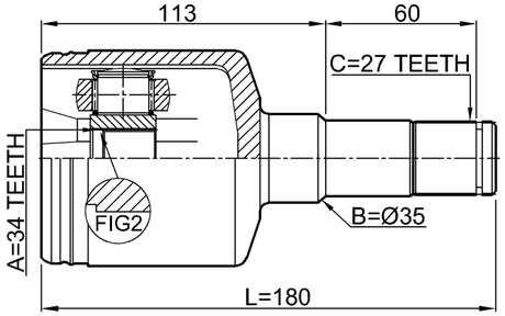 1011-CAPTLH - INNER CV JOINT LEFT 34X35X27