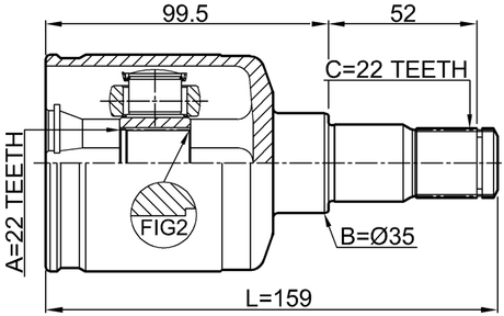 1011-COBRH - INNER CV JOINT RIGHT 22X35X22