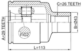 1011-EVATRH - INNER CV JOINT RIGHT 29X43X26