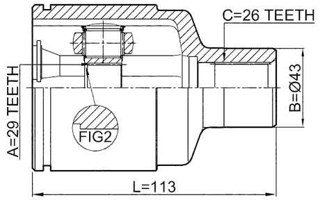1011-EVATRH - INNER CV JOINT RIGHT 29X43X26
