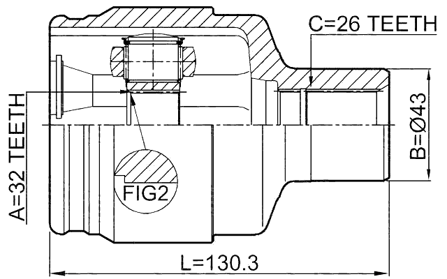 1011-EVMTRH - INNER CV JOINT RIGHT 32X43X26