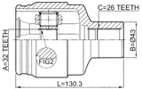 1011-EVMTRH - INNER CV JOINT RIGHT 32X43X26