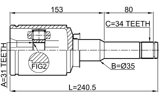 1011-J300LH - INNER CV JOINT LEFT 31X35X34