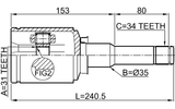 1011-J300LH - INNER CV JOINT LEFT 31X35X34