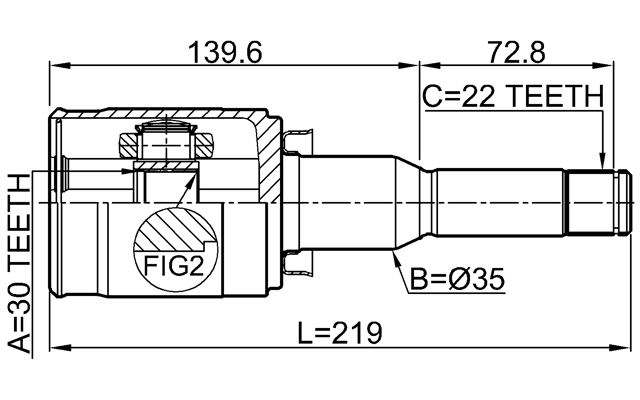 1011-T300LH - INNER CV JOINT LEFT 30X35X22