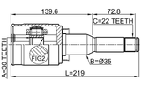 1011-T300LH - INNER CV JOINT LEFT 30X35X22