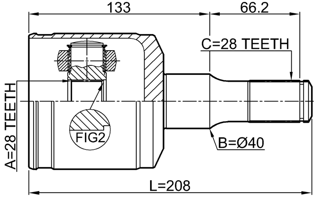 1011-TRB - INNER CV JOINT 28X40X28