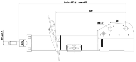 10110-002FL - SHOCK ABSORBER FRONT LEFT GAS.TWIN TUBE