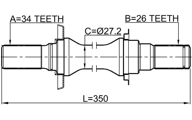 1012-V200ATRH - AXLE HALF SHAFT RIGHT 34X350X26