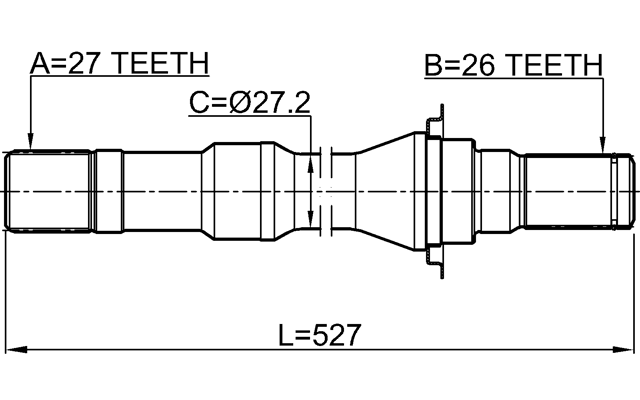 1012-V250ATRH - AXLE HALF SHAFT RIGHT 27X527X26