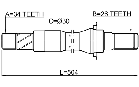 1012-V250MTRH - AXLE HALF SHAFT RIGHT 34X504X26