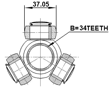 1016-CAP - TRIPOD JOINT 34X37.05