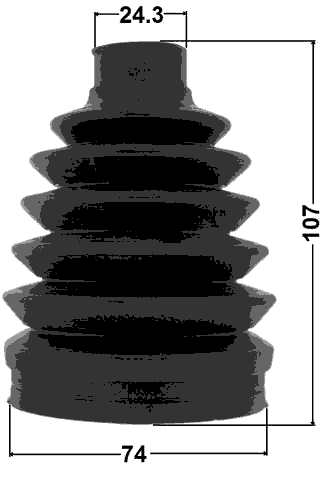 1017P-T300 - BOOT OUTER CV JOINT KIT PVC 74X107X24.3