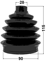 1017P-V250 - BOOT OUTER CV JOINT KIT PVC 90X115X28