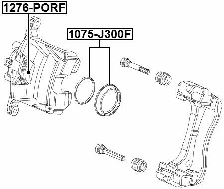 1075-J300F - FRONT BRAKE CALIPER REPAIR KIT (SET FOR ONE SIDE)