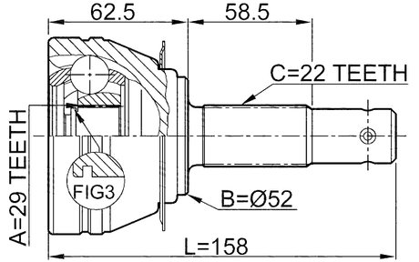 1110-006 - OUTER CV JOINT 29X52X22