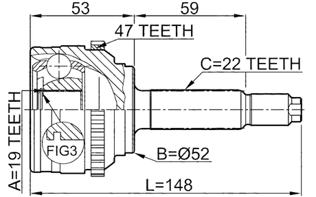 1110-008A47 - OUTER CV JOINT 19X52X22