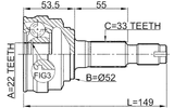 1110-011 - OUTER CV JOINT 22X52X33