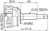 1110-ESP - OUTER CV JOINT 29X52X33