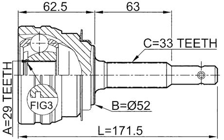 1110-ESP - OUTER CV JOINT 29X52X33