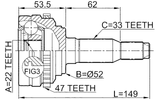 1110-J200A47 - OUTER CV JOINT 22X52X33