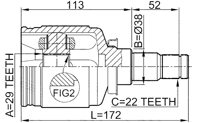 1111-J200 - INNER CV JOINT 29X38X22