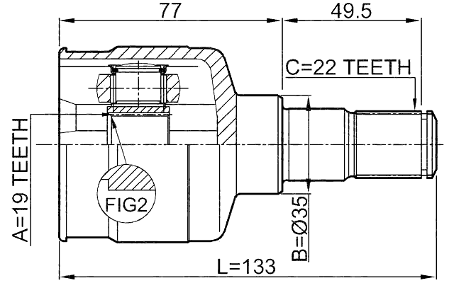 1111-MAT - INNER CV JOINT 19X35X22