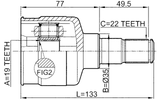 1111-MAT - INNER CV JOINT 19X35X22