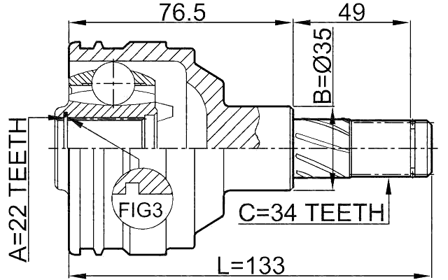 1111-NEX - INNER CV JOINT 22X35X34