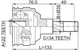 1111-NEX - INNER CV JOINT 22X35X34