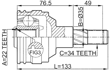 1111-NEX - INNER CV JOINT 22X35X34