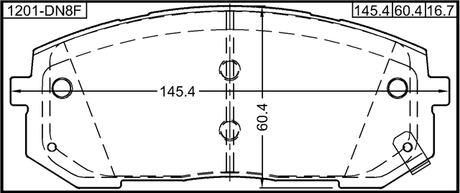 1201-DN8F - PAD KIT, DISC BRAKE, FRONT - KIT (WITH ANTI SQUEAL SHIM, WITH BRACKETS)