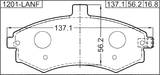 1201-LANF - PAD KIT, DISC BRAKE, FRONT - KIT (WITH ANTI SQUEAL SHIM, WITH BRACKETS)