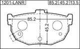 1201-LANR - PAD KIT, DISC BRAKE, REAR - KIT (WITH ANTI SQUEAL SHIM)