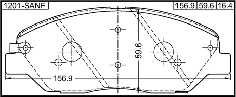 1201-SANF - PAD KIT, DISC BRAKE, FRONT - KIT (WITH ANTI SQUEAL SHIM, WITH BRACKETS)