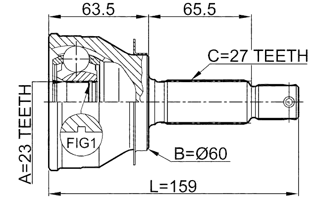 1210-006 - OUTER CV JOINT 23X60X27
