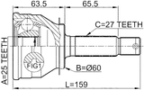 1210-011 - OUTER CV JOINT 25X60X27