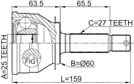 1210-011 - OUTER CV JOINT 25X60X27