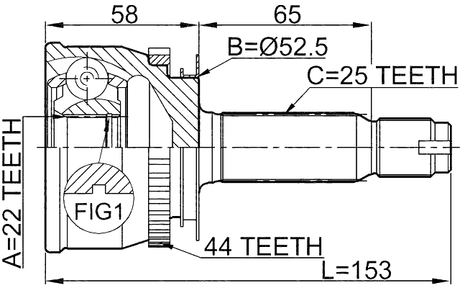 1210-012A44 - OUTER CV JOINT 22X52.5X25