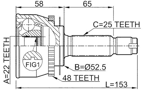 1210-012A48 - OUTER CV JOINT 22X52.5X25