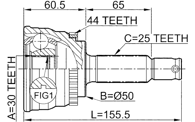 1210-014A44 - OUTER CV JOINT 30X50X25