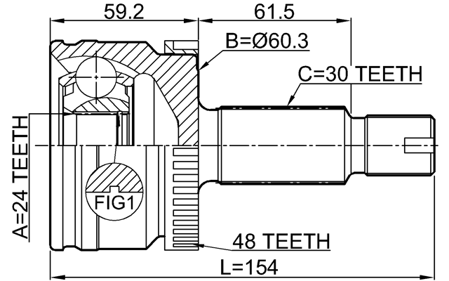 1210-D7A2WA48 - OUTER CV JOINT 24X61X30