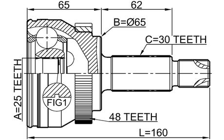 1210-DHA48 - OUTER CV JOINT 25X65X30