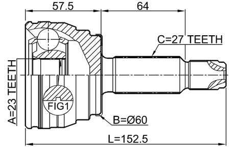 1210-ELN19 - OUTER CV JOINT 23X62.5X27