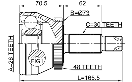 1210-IKA48 - OUTER CV JOINT 26X73X30