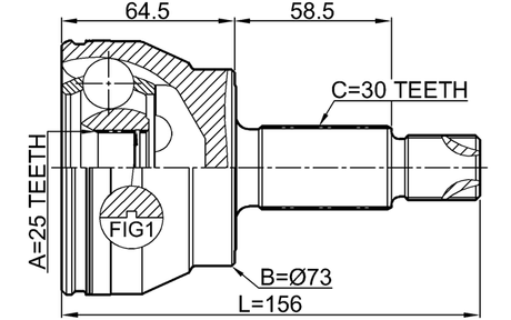 1210-JK1 - OUTER CV JOINT 25X73X30