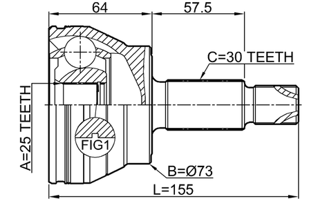 1210-JX1 - OUTER CV JOINT 25X73X30