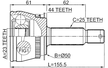 1210-LANA44 - OUTER CV JOINT 23X50X25